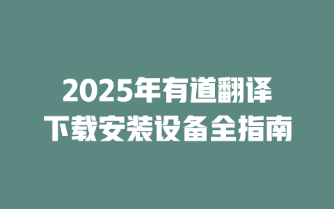 2025年有道翻译下载安装设备全指南 二