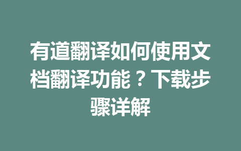 有道翻译如何使用文档翻译功能?下载步骤详解 有道翻译如何使用文档翻译功能?下载步骤详解 二
