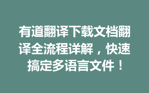 有道翻译下载文档翻译全流程详解，快速搞定多语言文件！ 二