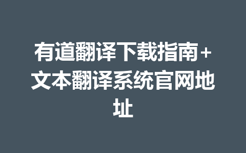 有道翻译下载指南+文本翻译系统官网地址 二