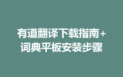 有道翻译下载指南+词典平板安装步骤 有道翻译下载指南+词典平板安装步骤 二