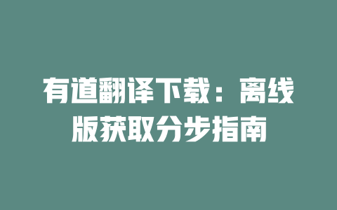 有道翻译下载:离线版获取分步指南 有道翻译下载:离线版获取分步指南 二