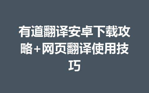 有道翻译安卓下载攻略+网页翻译使用技巧 二