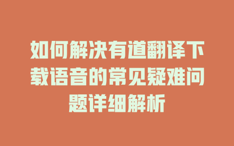 如何解决有道翻译下载语音的常见疑难问题详细解析 二