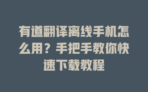 有道翻译离线手机怎么用?手把手教你快速下载教程 有道翻译离线手机怎么用?手把手教你快速下载教程 二
