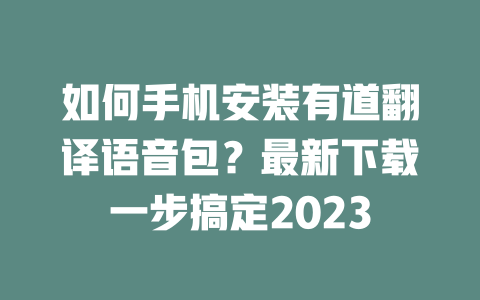 如何手机安装有道翻译语音包?最新下载一步搞定2023 如何手机安装有道翻译语音包?最新下载一步搞定2023 二