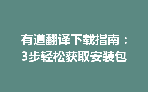 有道翻译下载指南：3步轻松获取安装包 二