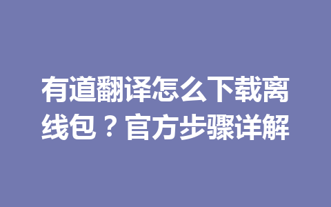 有道翻译怎么下载离线包？官方步骤详解 二
