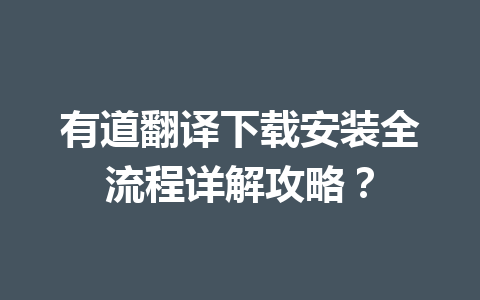 有道翻译下载安装全流程详解攻略？ 二
