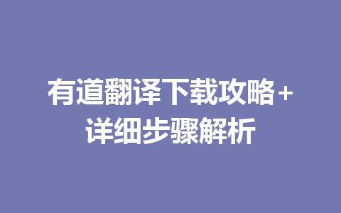 有道翻译下载攻略+详细步骤解析 二