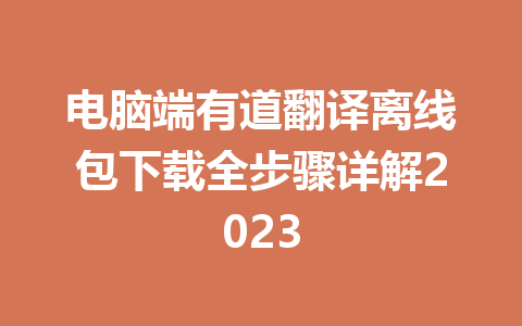 电脑端有道翻译离线包下载全步骤详解2023 二