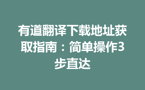 有道翻译下载地址获取指南：简单操作3步直达 二